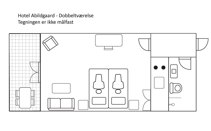 Indretningsskitse - Almindeligt dobbeltværelse