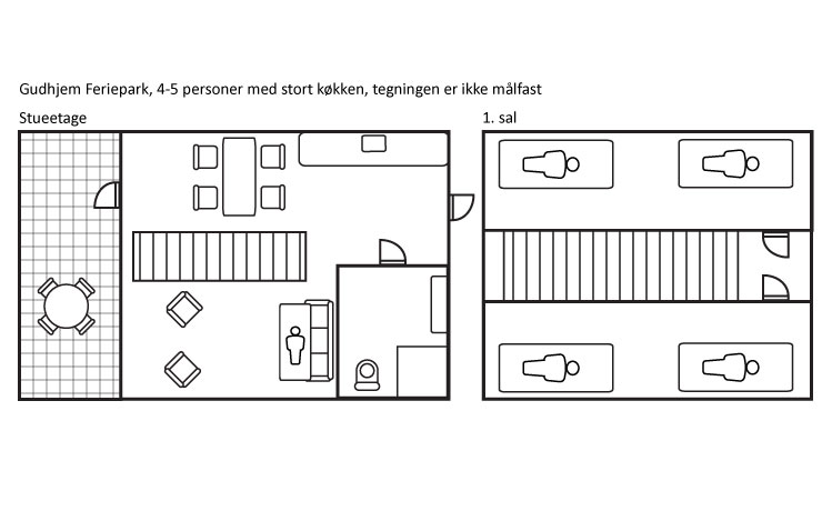 Indretningsskitse for huse i Gudhjem Feriepark