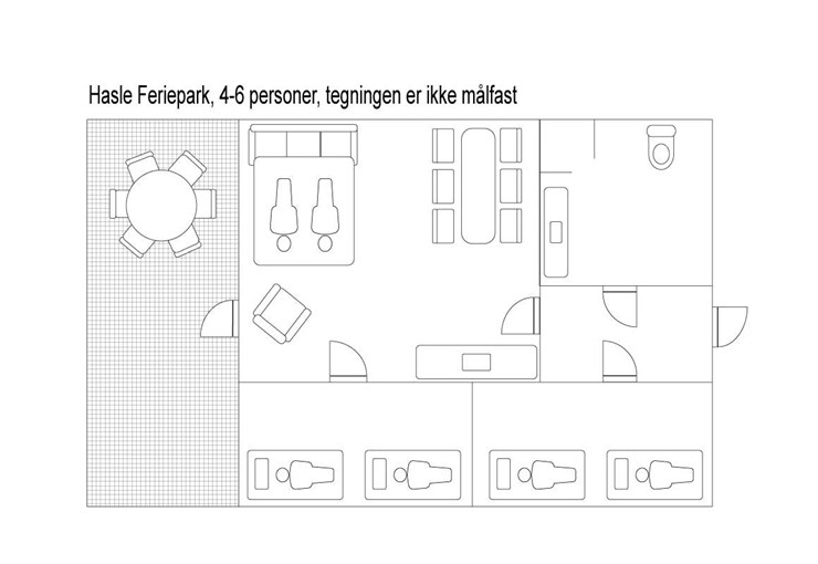 Indretningsskitse - Feriehus for 4-6 personer