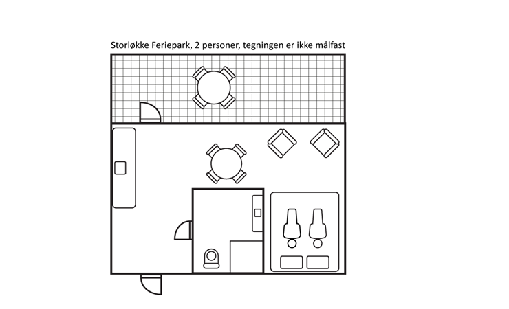 Indretningsskitse - Feriehuse for 2 personer
