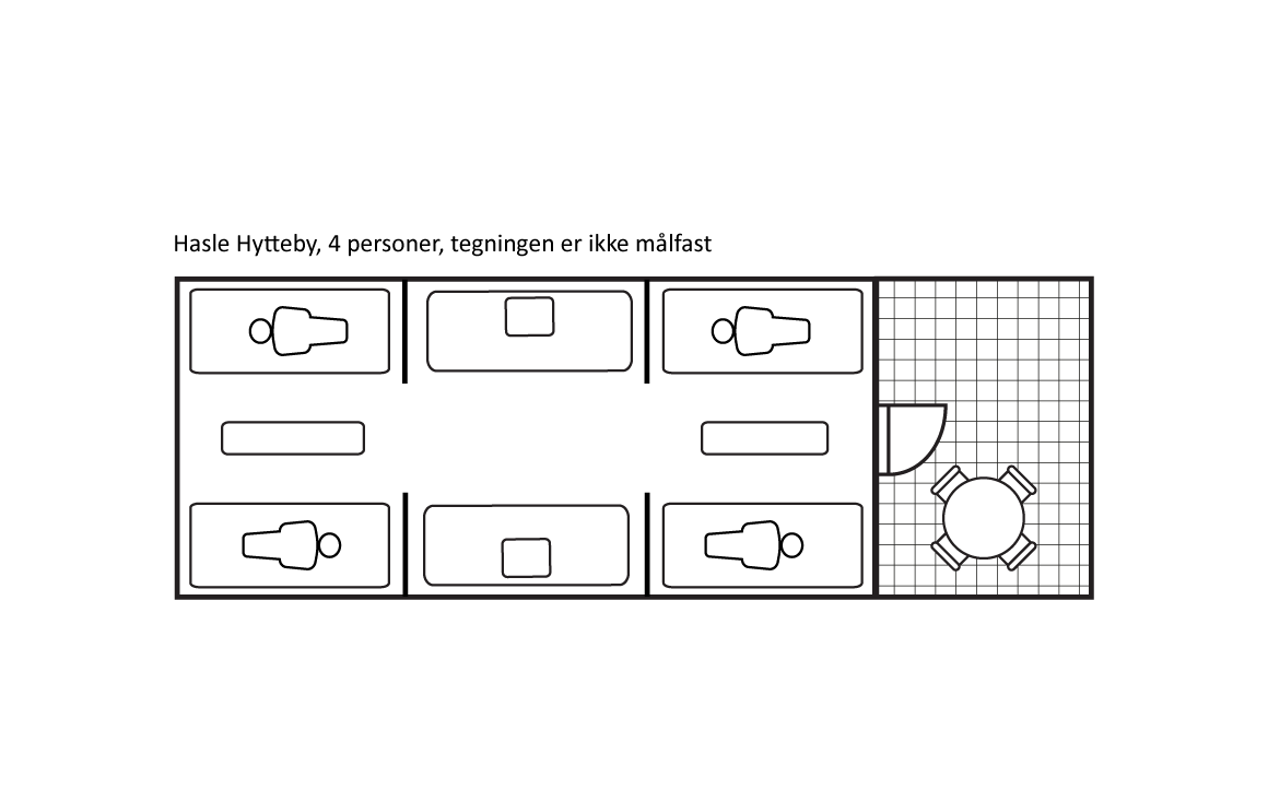 Innredningsskisse - Hytte for 4 personer