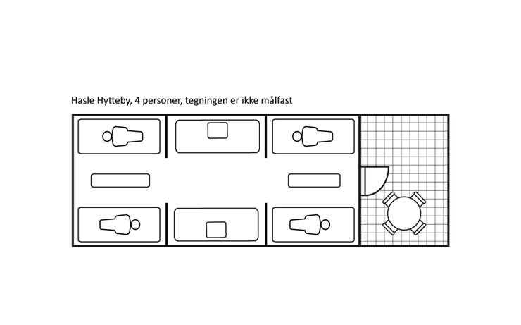 Indretningsskitse - Feriehytte for 2-4 personer